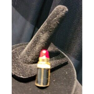 Vintage Lipstick Red Brooch Rhinestones Black Red Jewelry Costume Fashion